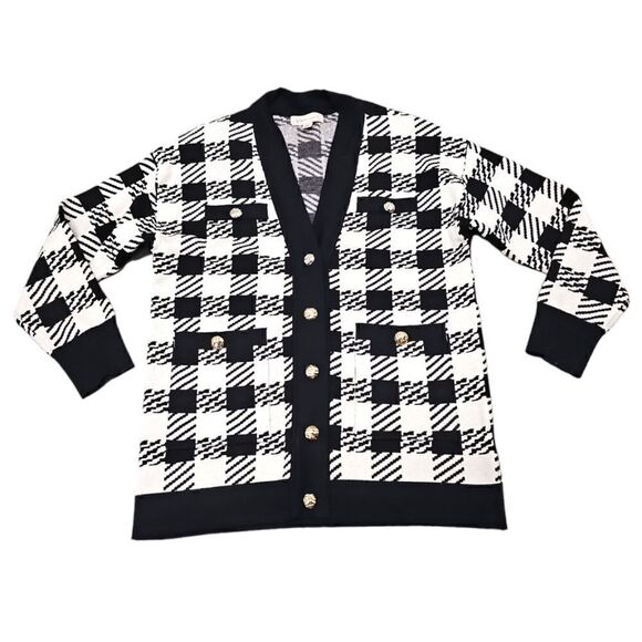 Philosophy Checkered Houndstooth Longline Cardigan Size Small - Picture 2 of 13
